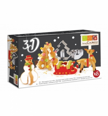 Kit 8 découpoirs en Inox 3 D - Noël - SCRAPCOOKING