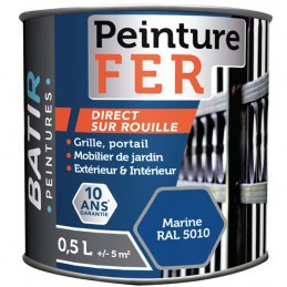 Peinture fer - Brillant - Marine - 0.5 L - BATIR