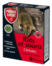 Raticide et souricide - Appâts à base de céréales - 150 Grs - PROTECT EXPERT