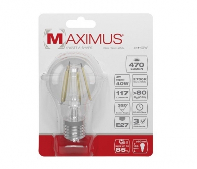 Ampoule filament LED - E27 - 4 Watts - Maximus - DURACELL