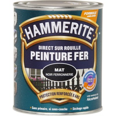 Peinture fer - Noir mat - 750 ml - HAMMERITE