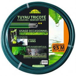 Tuyau tricoté - 3 couches - Renfort guipé - 25 M x 15 mm - CAP VERT