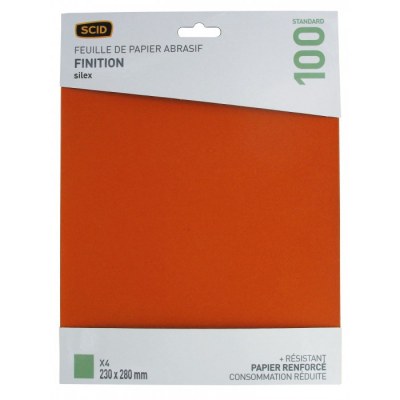 Papier de verre - x 4 - Grain 100 - 230 x 280 mm - SCID