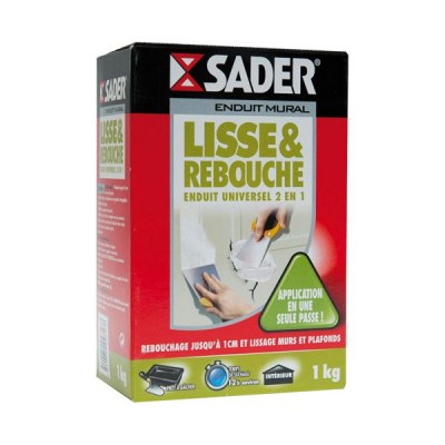 Enduit lisse et rebouche - Universel 2 en 1 - 1 Kg - SADER