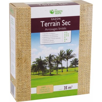 Gazon terrain sec - 35 m² - 1 Kg - LES DOIGTS VERTS