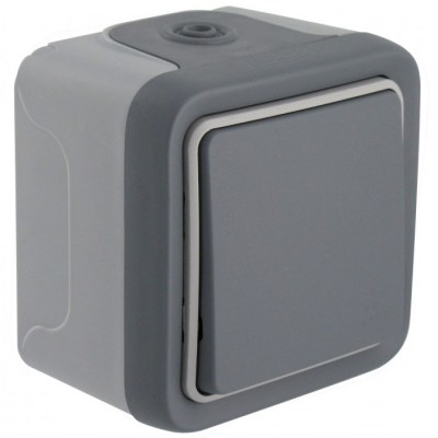 Poussoir simple No Plexo saillie - 10 A - Gris - LEGRAND