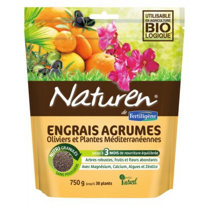 Engrais agrumes, Oliviers et plantes méditerranéennes - 750 Grs - NATUREN