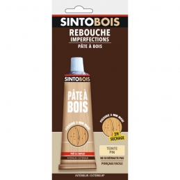 Pâte à bois pour reboucher imperfections et fissures - Teinte Pin - 80 Grs - SINTO