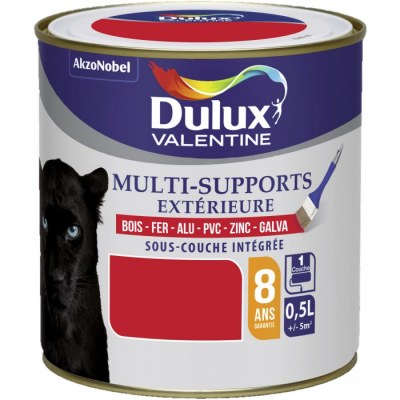 Peinture multi-supports extérieure - Satin - 0.5 L - Rouge coquelicot - DULUX VALENTINE