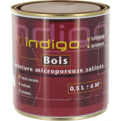 Peinture satinée microporeuse pour bois - Chataigne - 500 ml - INDIGO