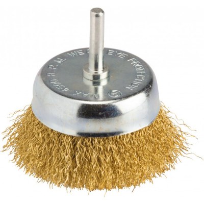 Brosse conique fils acier ondulés sur tige / 75 mm - SCID