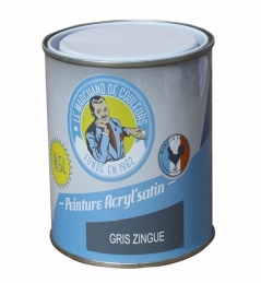 Peinture acrylique - Murs et plafonds - Satin - Gris zingué - 0.5 L - ONIP