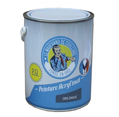 Peinture acrylique - Murs et plafonds - Mat - Gris zingué - 2.5 L - ONIP