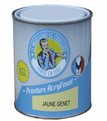 Peinture acrylique - Murs et plafonds - Mat - Jaune Genêt - 0.5 L - ONIP