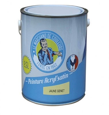 Peinture acrylique - Murs et plafonds - Satin - Jaune genêt - 2.5 L - ONIP