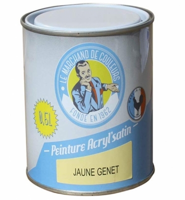 Peinture acrylique - Murs et plafonds - Satin - Jaune genêt - 0.5 L - ONIP