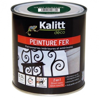 Peinture spécial Fer - Vert cloture - Brillant - 0.5 L - KALITT