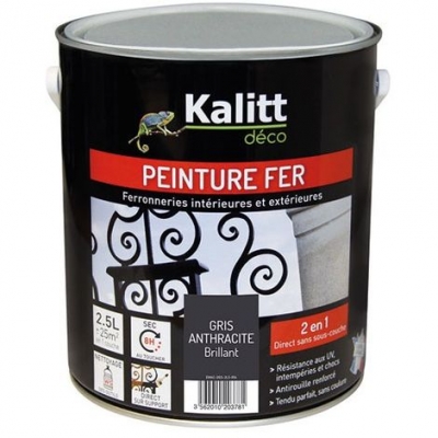 Peinture spécial Fer - Gris anthracite - Brillant - 2.5 L - KALITT