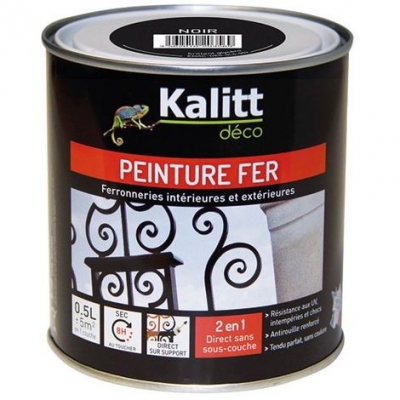 Peinture spécial Fer - Noir - Brillant - 0.5 L - KALITT