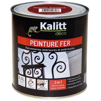 Peinture spécial Fer - Rouge basque - Brillant - 0.5 L - KALITT