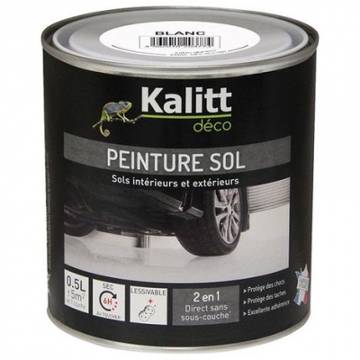 Peinture Spécial sol - Satin - Blanc - 0.5 L - KALITT