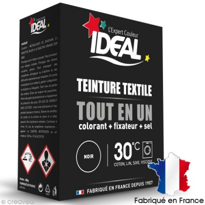 Teinture textile Tout en Un - Poudre - Noir - 350 Grs - IDEAL