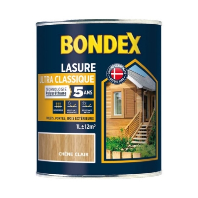 Lasure Ultra Classique - Polyuréthane - 1 L - Chêne clair - BONDEX