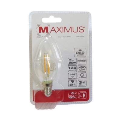 Ampoule filament LED Flamme - E14 - 2 Watts - Maximus - DURACELL