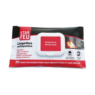 Lingettes nettoyantes pour vitres d'insert et de poële - 30 lingettes - STAR FEU