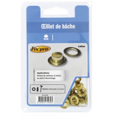 Œillet de bâche Fix'Pro - Diamètre Intérieur 12 mm - Vendu par 10 - FIX'PRO