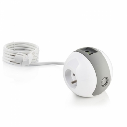 Multiprise design compacte et mobile WATT'BALL blanc et gris- WATT&CO