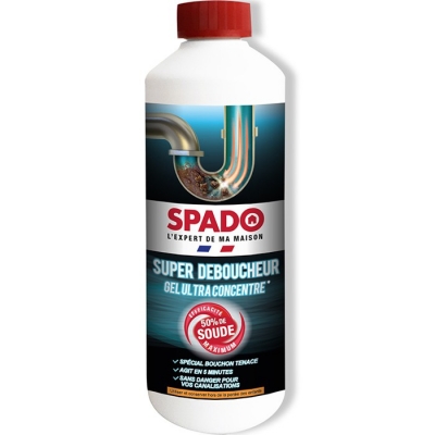 Gel déboucheur ultra-concentré - Super Déboucheur - 50 % de soude - 500 Grs - SPADO