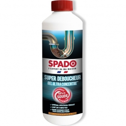 Gel déboucheur ultra-concentré - Super Déboucheur - 50 % de soude - 500 Grs - SPADO