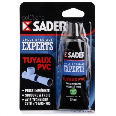  Colle pour raccords et tuyaux PVC - 55 ml - SADER