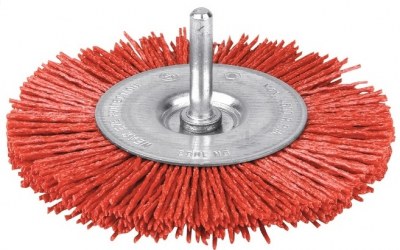 Brosse circulaire nylon abrasif sur tige - Rouge - 75 mm - SCID