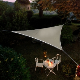 Voile d'ombrage triangulaire - Bordures en Leds solaires - Taupe - MOREL