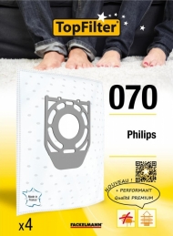 4 Sacs Aspirateur Premium - Philips - Model 070 - TOPFILTER
