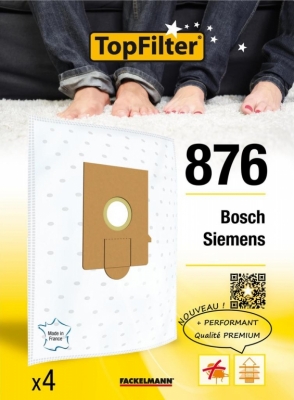 Sac TopFilter PREMIUM 64876 Bosch Siemens - Lot de 4 - TOPFILTER