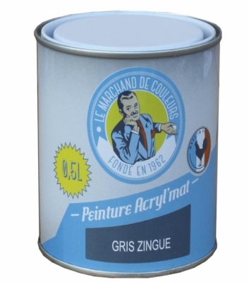 Peinture acrylique - Murs et plafonds - Mat - Gris Zingué - 0.5 L - ONIP